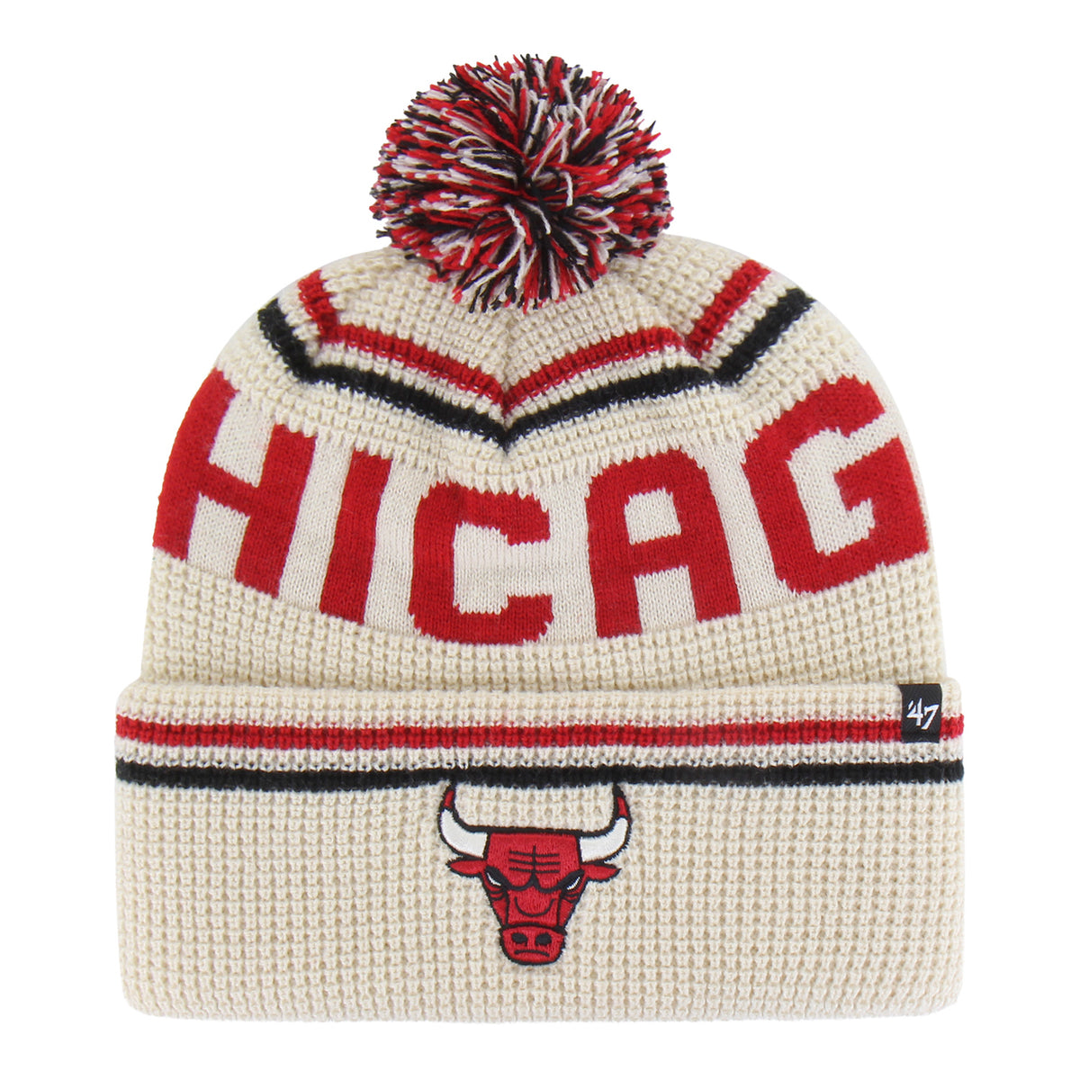 Chicago Bulls 47 Brand Quarttle Cuff Knit in White - Front View