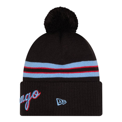 2025-26 City Edition Chicago Bulls New Era Pom Knit in Black - Side View