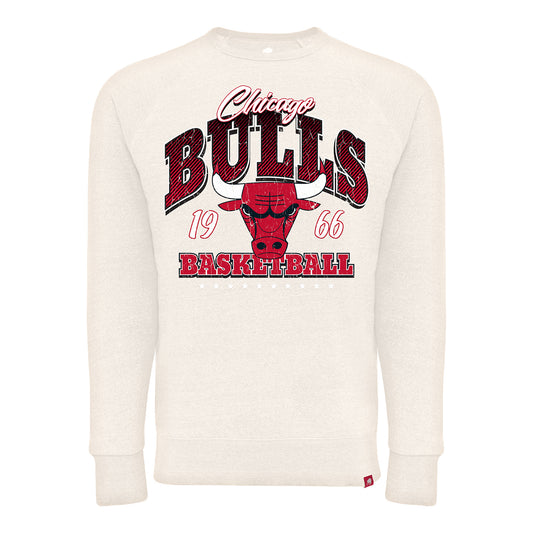 Chicago Bulls Sportiqe Harmon Bone Crewneck Sweatshirt - front view
