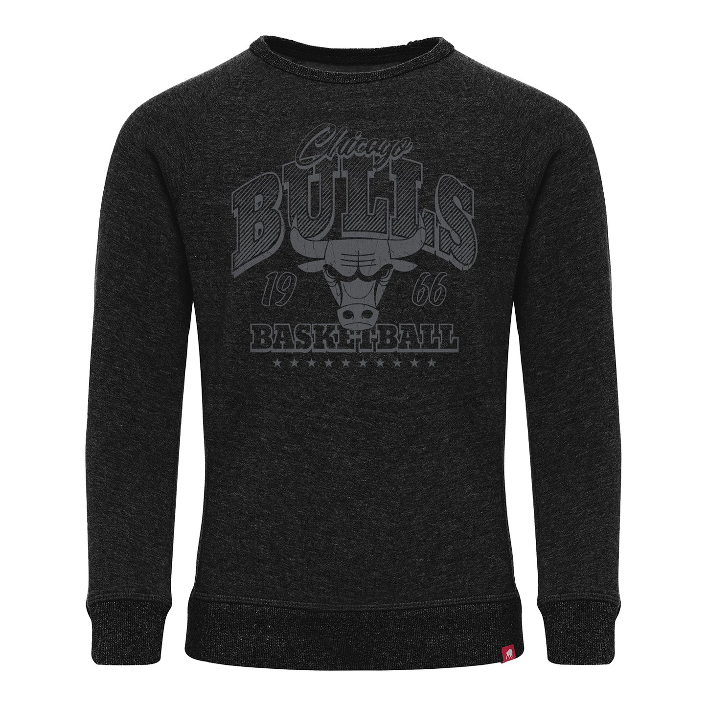 Chicago Bulls Sportiqe Heather Black Crewneck Sweatshirt - front view