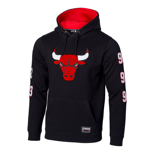 Chicago Bulls 1966 6x Black Hooded Sweatshirt in black - front view