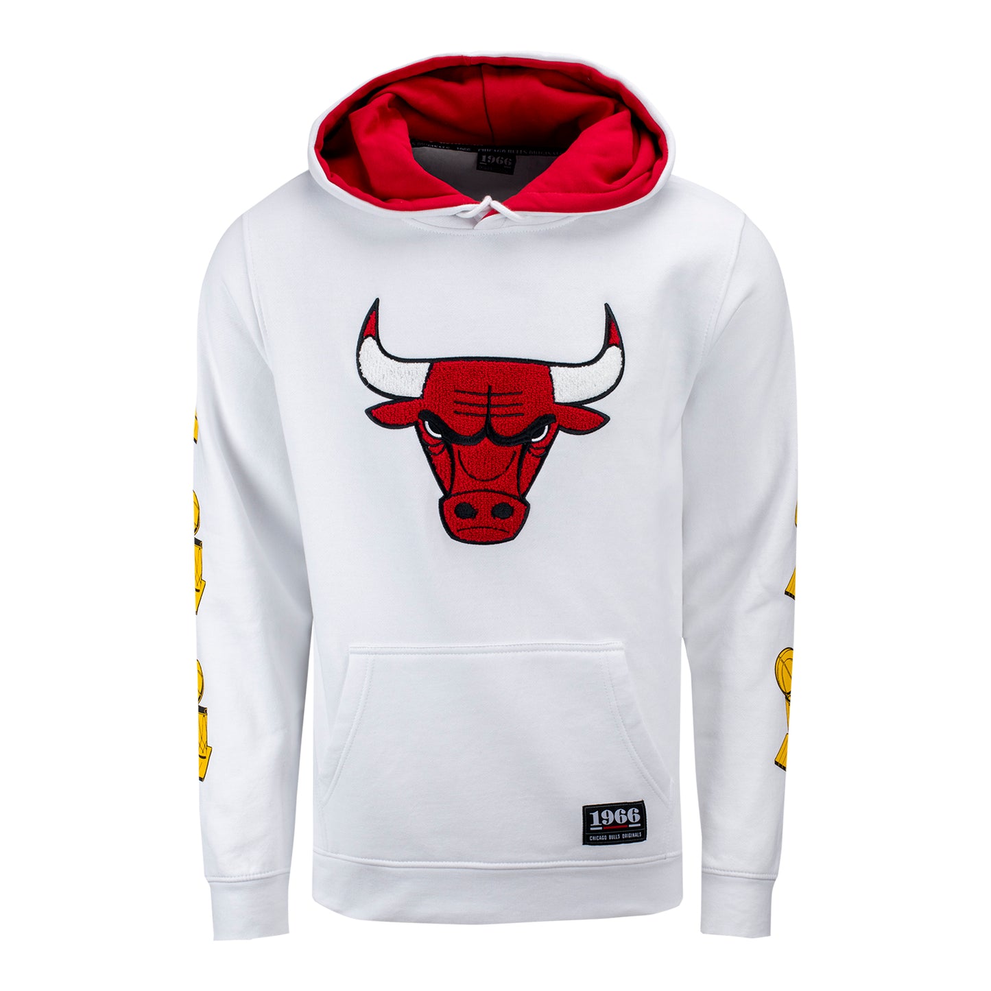 Chicago Bulls 1966 6x White Hooded Sweatshirt in white - front view