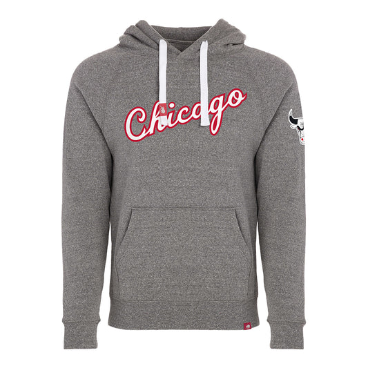 Chicago Bulls Sportiqe Olsen Script Grey Hooded Sweatshirt - front view