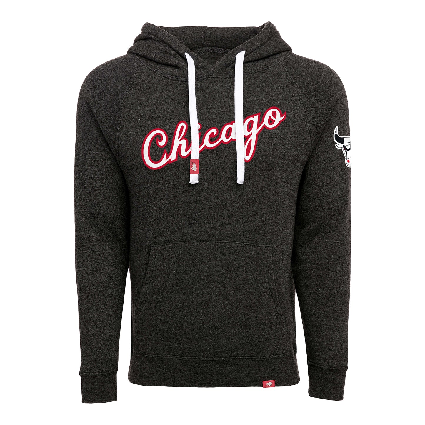 Chicago Bulls Sportiqe Olsen Script Black Hooded Sweatshirt - front view