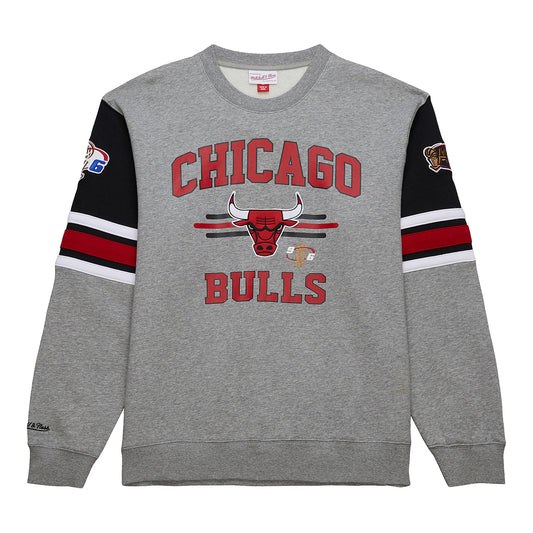 Chicago Bulls Mitchell & Ness '96 Incredibulls Vintage Crewneck In Grey - Front View