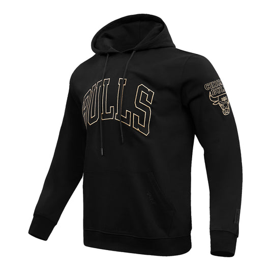 Chicago Bulls Pro Standard Gold Collection Hooded Sweatshirt In Black - Front Side View