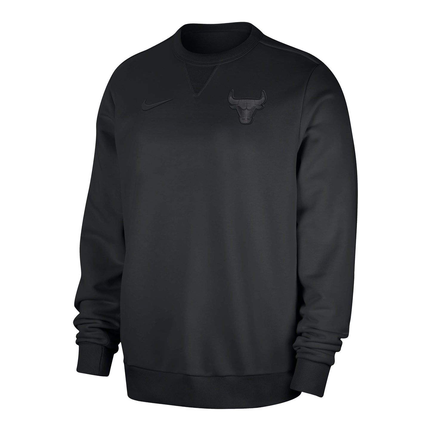 Chicago Bulls Nike Travel Crewneck Sweatshirt in Black - Front View