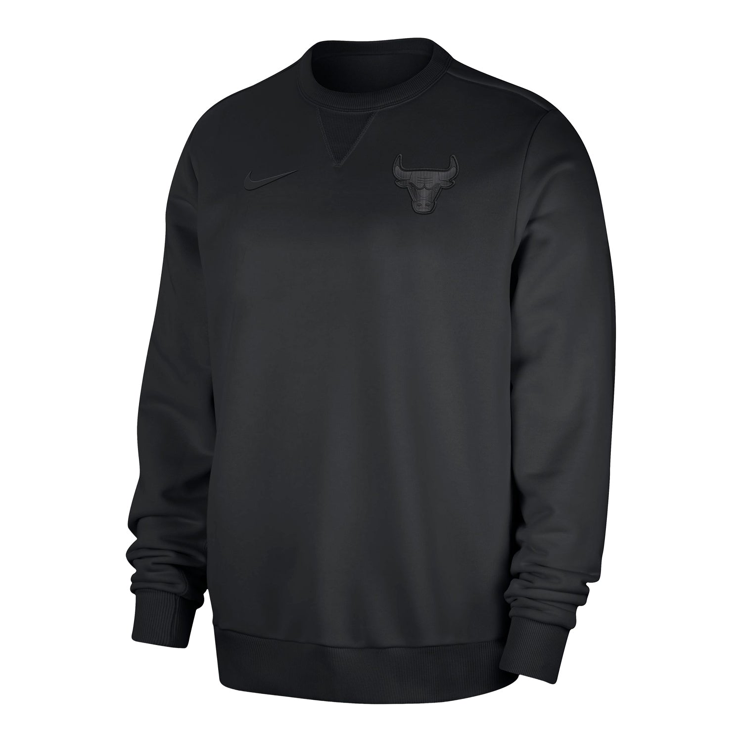 Chicago Bulls Nike Travel Crewneck Sweatshirt in Black - Front View