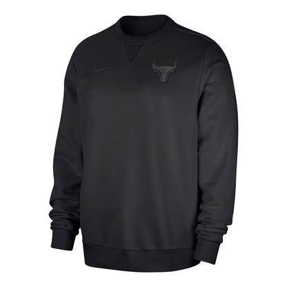 Chicago Bulls Nike Travel Crewneck Sweatshirt in Black - Front View