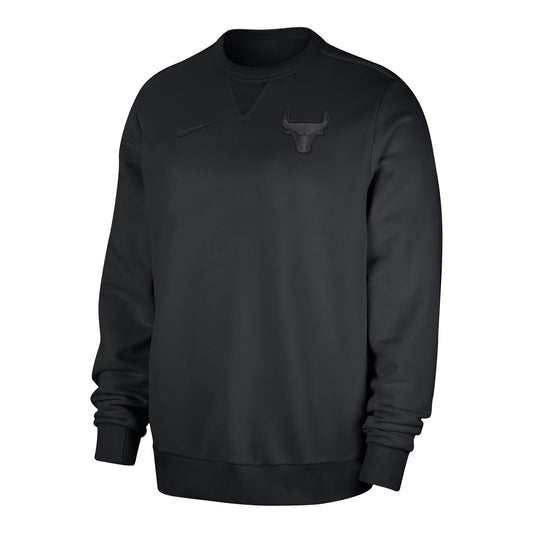 Chicago Bulls Nike Travel Crewneck Sweatshirt in Black - Front View