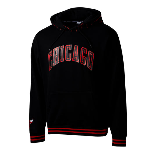 Chicago Bulls 1966 Statement Pinstripe Hoodie in Black - Front View