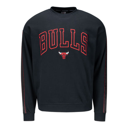 Chicago Bulls 1966 Statement Pinstripe Taped Crewneck in Black - Front View