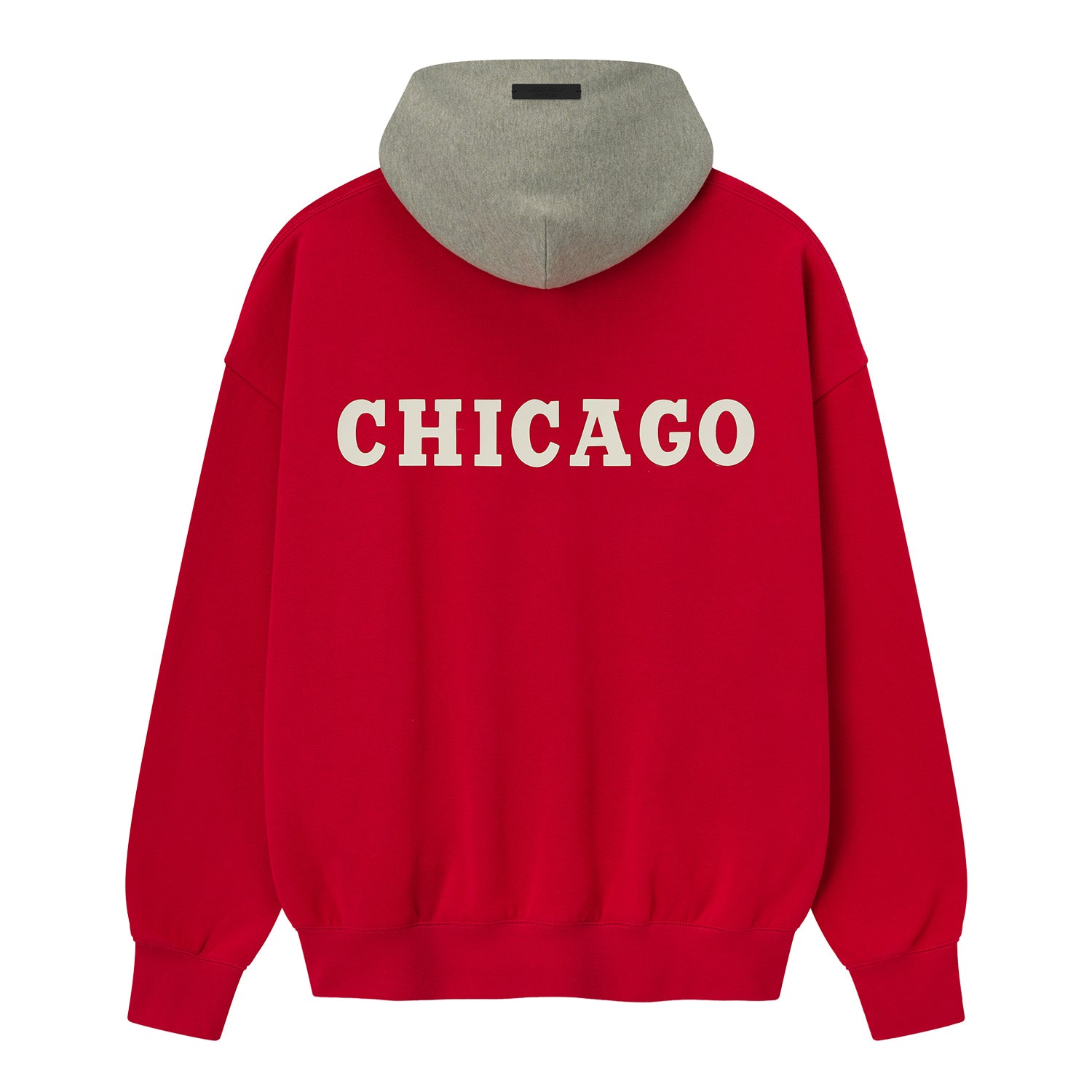 Chicago Bulls Fear of God Essentials Sports Hoodie in Red - Back View