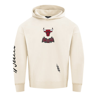 Chicago Bulls Pro Standard Fire And Roses Hooded Sweatshirt in White - Front View