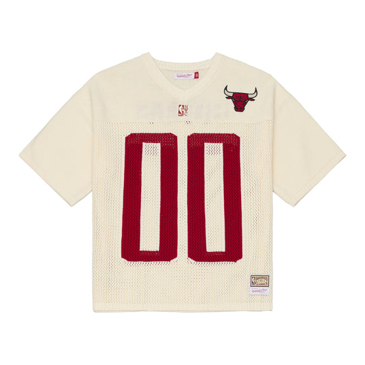 Chicago Bulls Mitchell & Ness Retro Roots Sweater in White - Back View