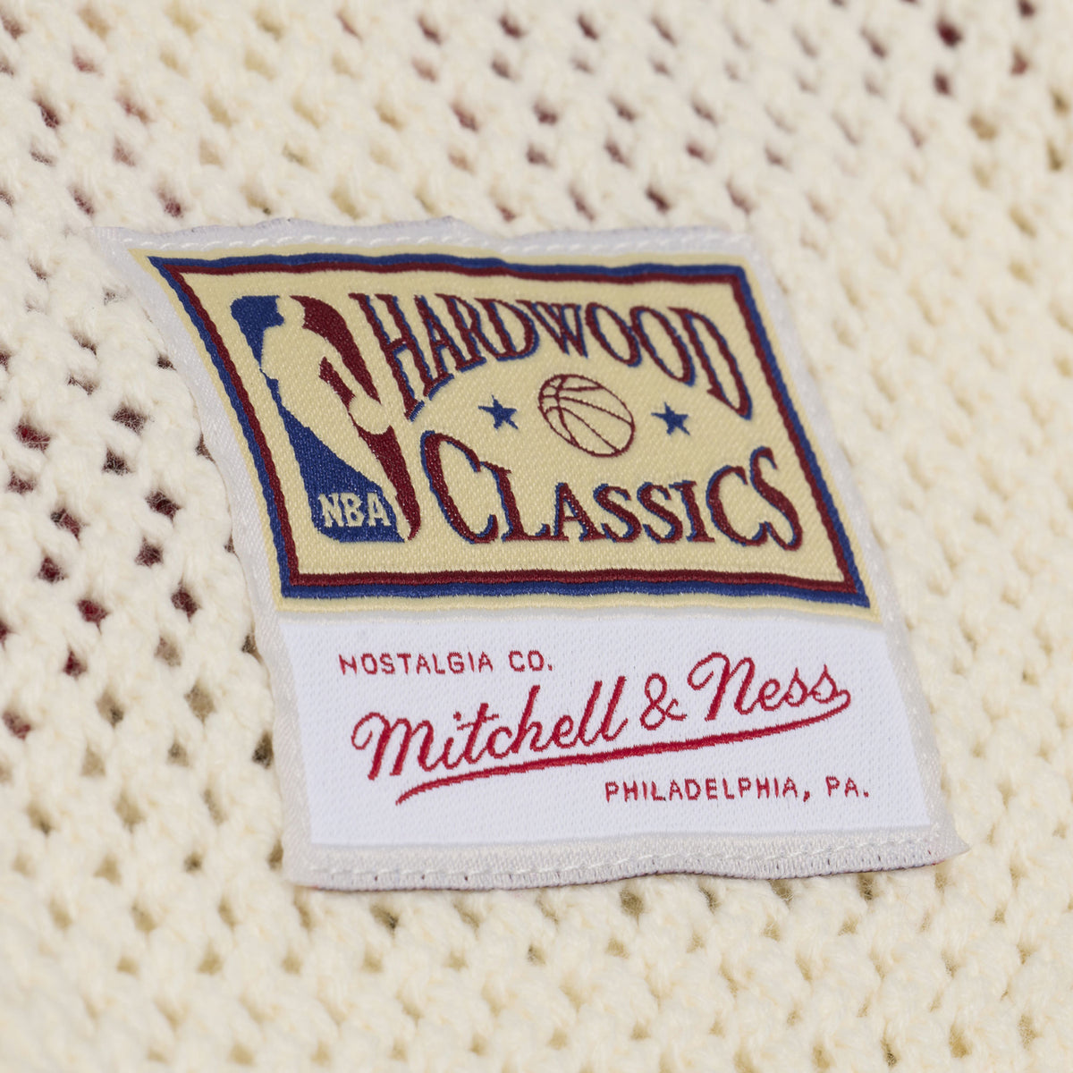 Chicago Bulls Mitchell & Ness Retro Roots Sweater in White - Front Patch View