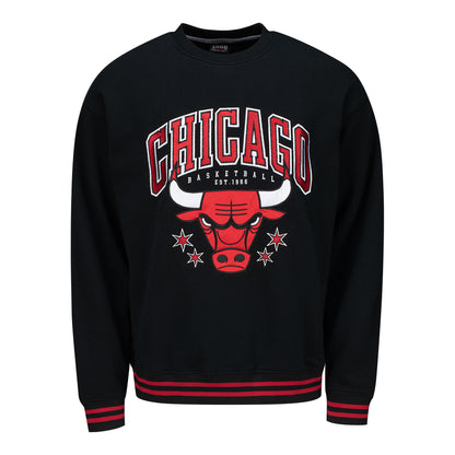 Chicago Bulls 1966 Tipped Statement Crewneck in Black - Front View
