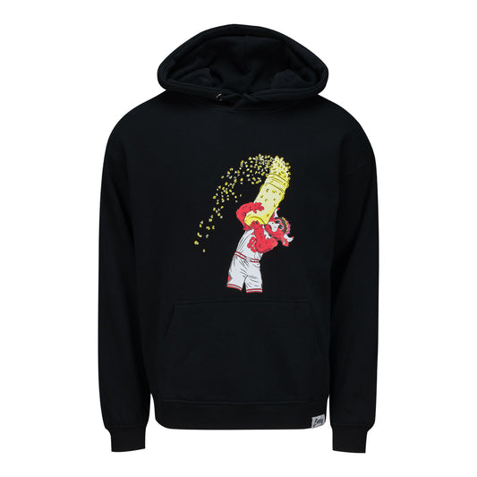 Chicago Bulls 1966 Benny Popcorn Hoodie in Black - Front View 