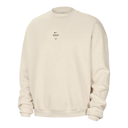 Chicago Bulls Nike 2026 Standard Issue Stretch Crewneck in White - Front View