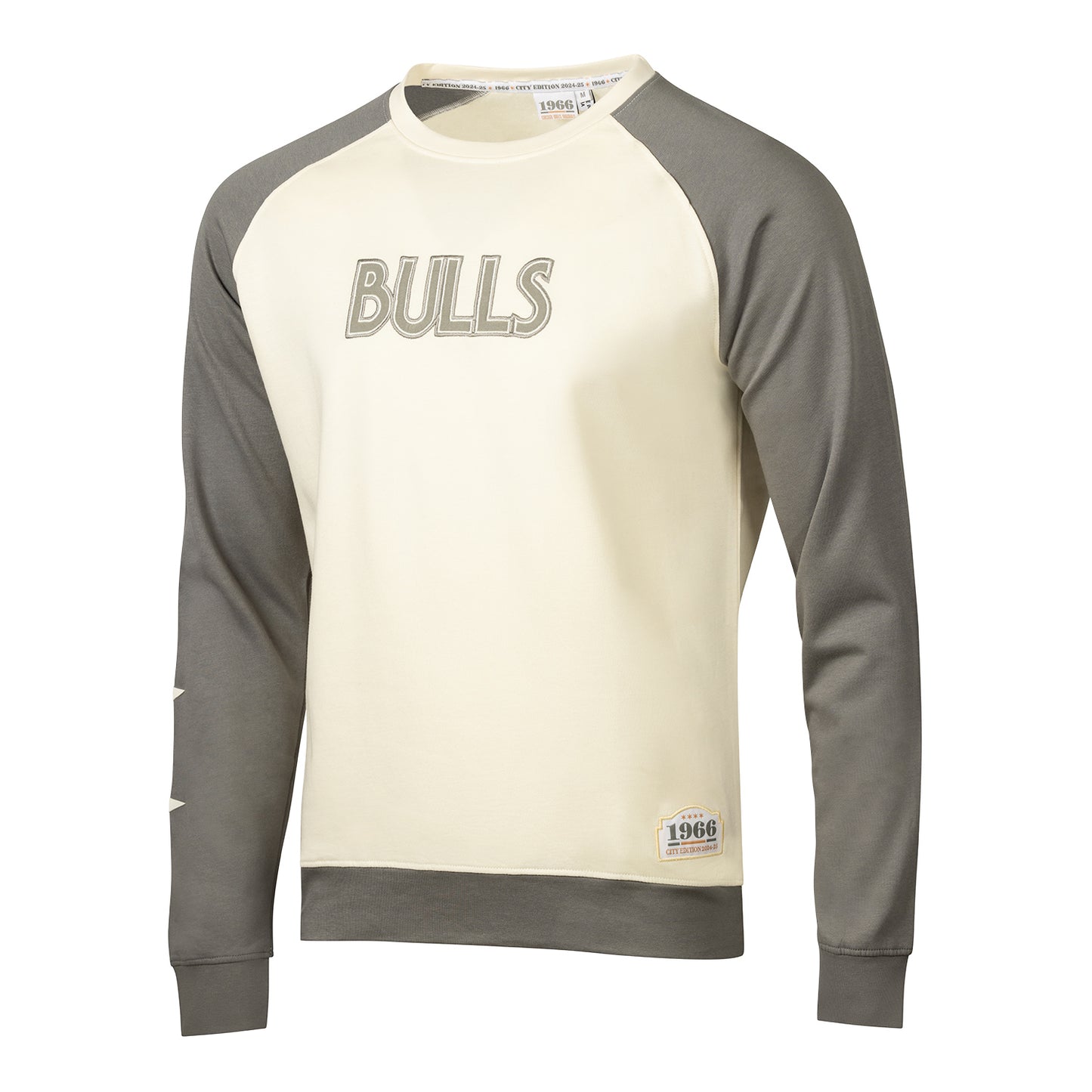 2024-25 Chicago Bulls City Edition 1966 Raglan Crewneck Sweatshirt In White - Front View