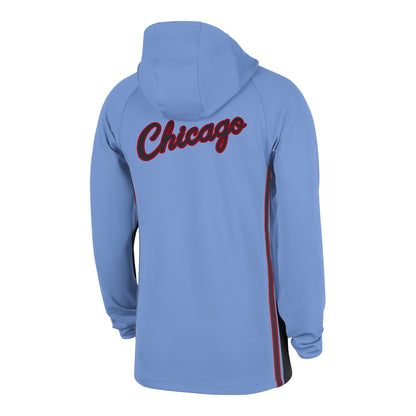 2025-26 City Edition Chicago Bulls Nike Warm-Up Hoodie in Blue - Back View
