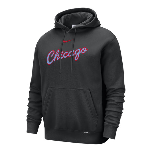 2025-26 City Edition Chicago Bulls Nike Club Hoodie in Black - Front View