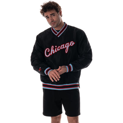 2025-26 City Edition Chicago Bulls 1966 Coach's Windbreaker in Black - Front View