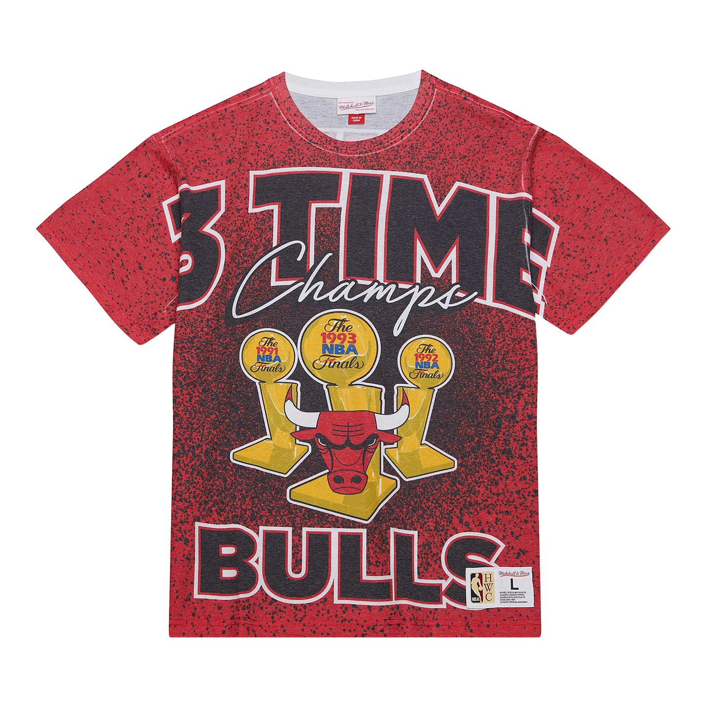 Chicago Bulls Mitchell & Ness 3-Time Champ City T-Shirt - Front View