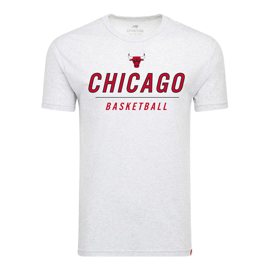Chicago Bulls Sportiqe Basketball White Comfy T-Shirt - front view
