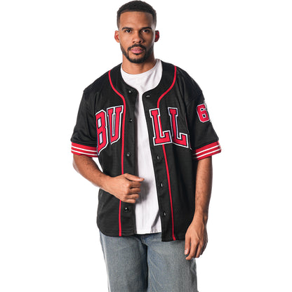 Chicago Bulls Wild Collective Baseball Jersey In Black - Front View