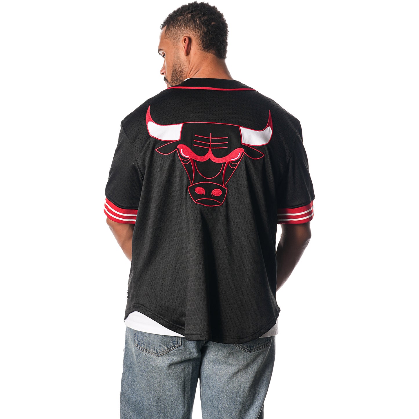 Chicago Bulls Wild Collective Baseball Jersey In Black - Back View