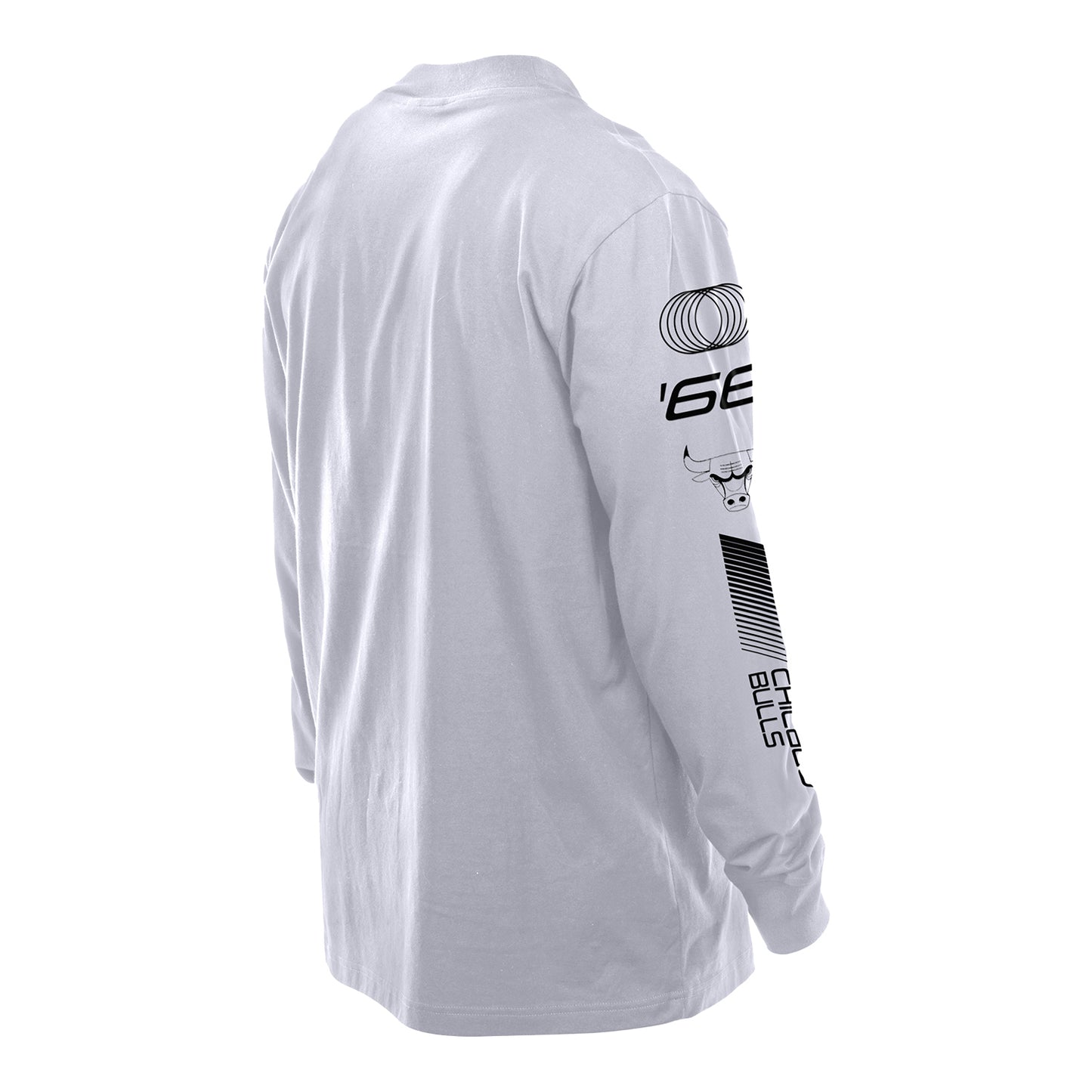 Chicago Bulls New Era Racing White Long Sleeve T-Shirt - Back View