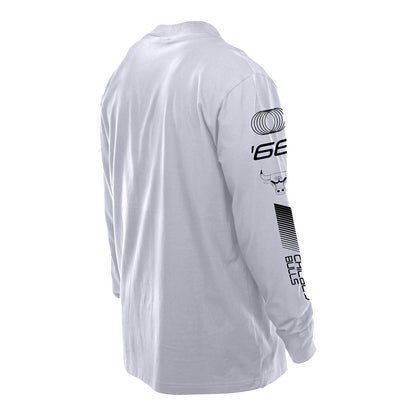 Chicago Bulls New Era Racing White Long Sleeve T-Shirt - Back View