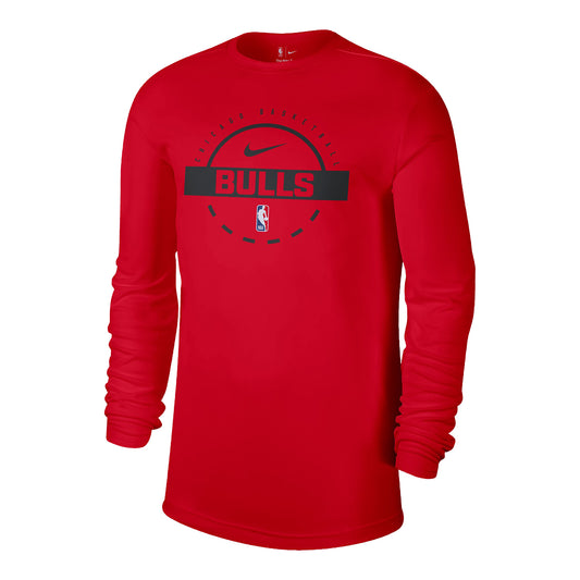 Chicago Bulls Nike Authentic Practice Long-Sleeve T-Shirt in Red - Front View