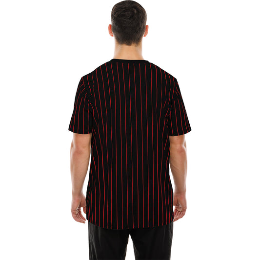 Chicago Bulls New Era Throwback Pinstripe Tee in Black - Front View
