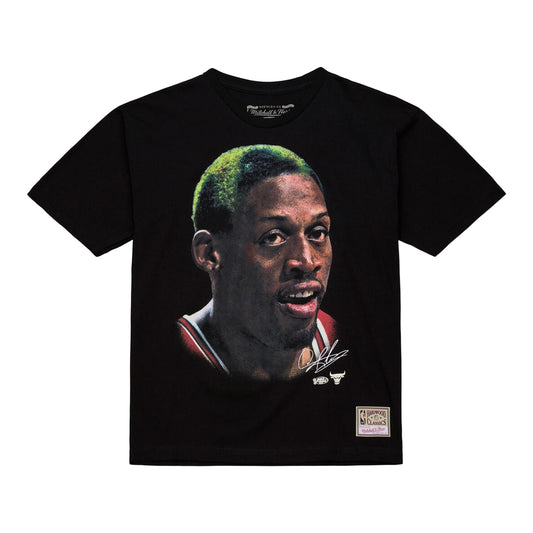 Chicago Bulls Mitchell & Ness Dennis Rodman Big Face Tee in Black - Front View