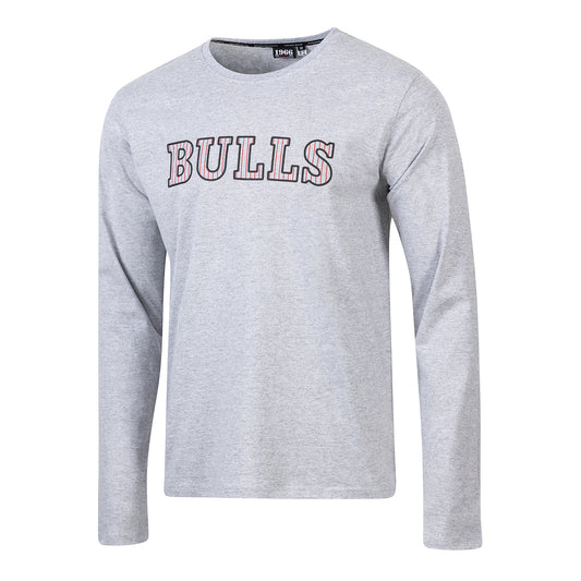 Chicago Bulls 1966 Statement Pinstripe Logo Long-Sleeve T-Shirt in Grey - Front View