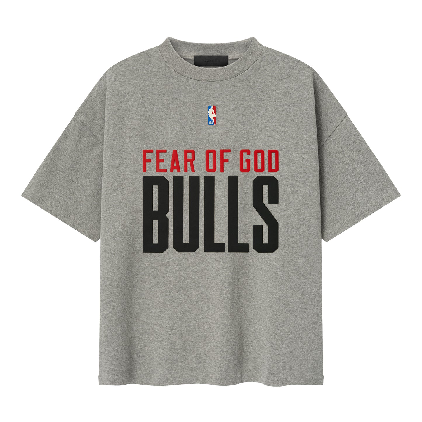 Chicago Bulls Fear of God Essentials Sports T-Shirt in Grey - Front View