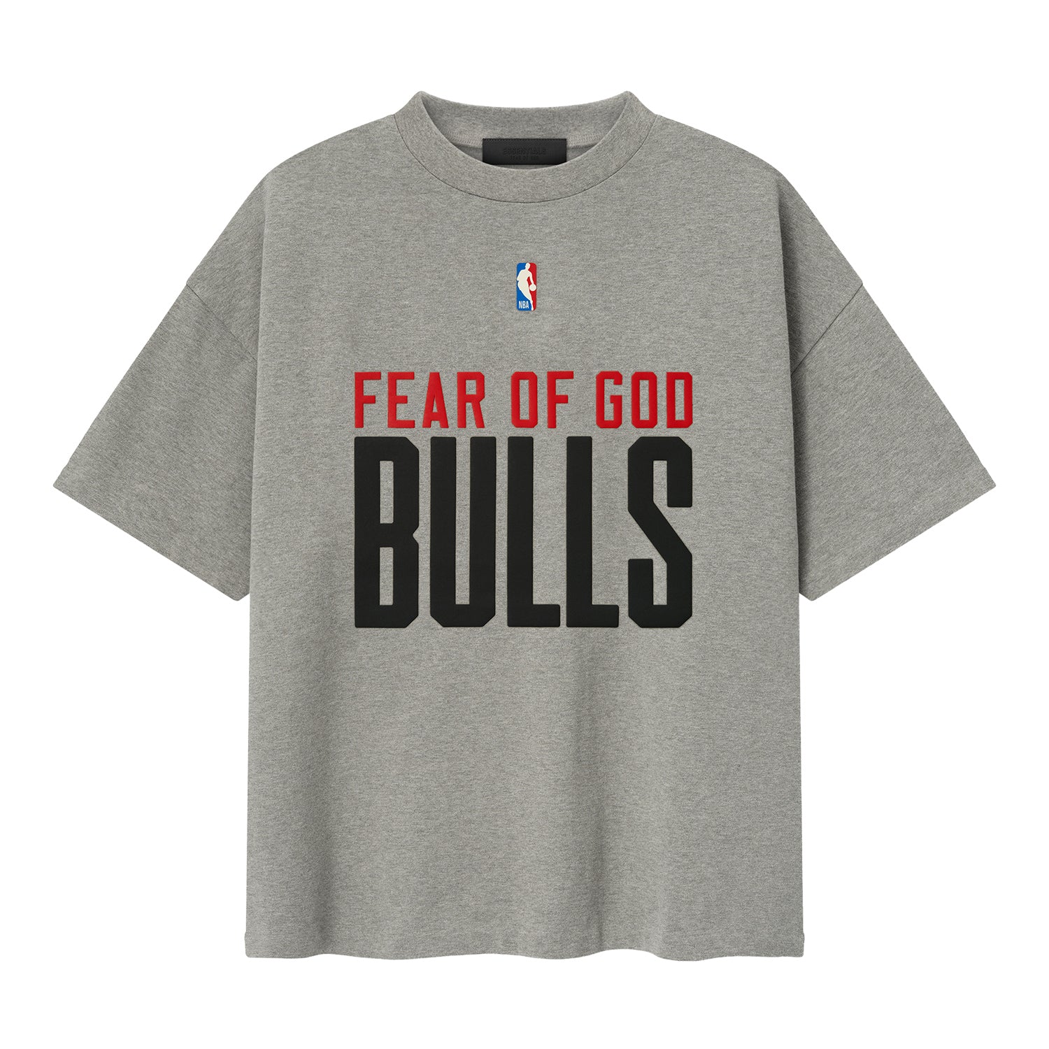 Chicago Bulls Fear of God Essentials Sports T-Shirt in Grey - Front View