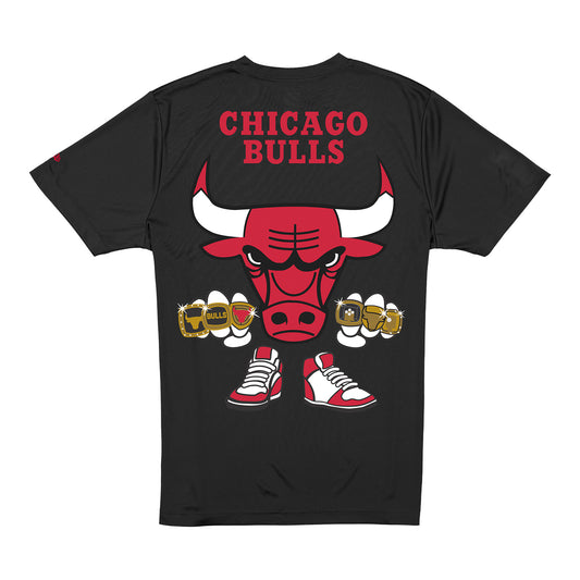 Chicago Bulls New Era Ring Knuckles T-Shirt in Black - Front View
