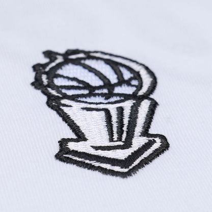 Chicago Bulls Mitchell & Ness Arctic White T-Shirt in White - Embroidered Detail View