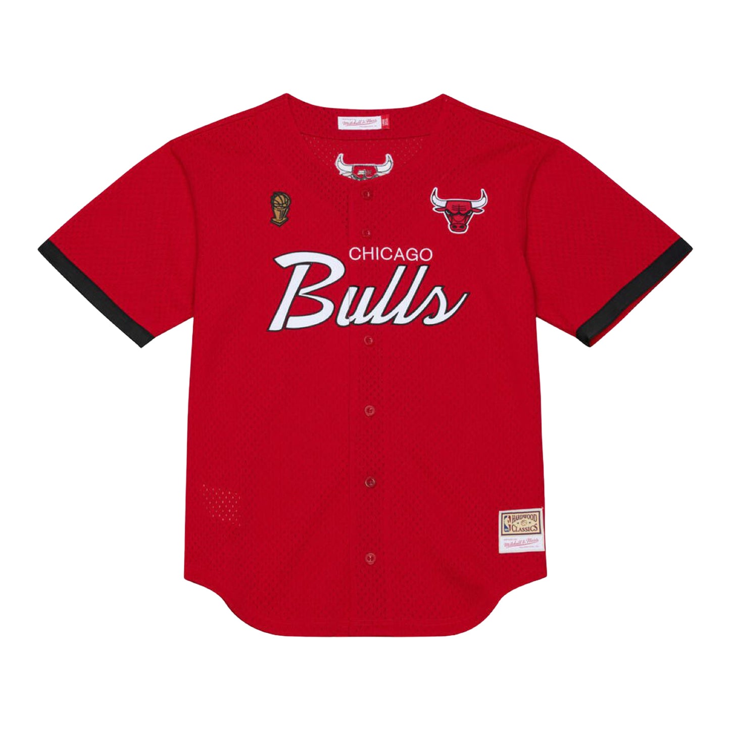 Chicago Bulls Mitchell & Ness Head Coach Baseball Jersey in Red - Front View