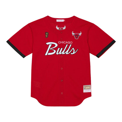 Chicago Bulls Mitchell & Ness Head Coach Baseball Jersey in Red - Front View
