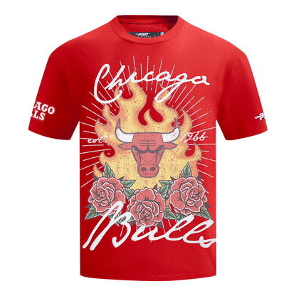 Chicago Bulls Pro Standard Fire And Roses T-Shirt in Red - Front view