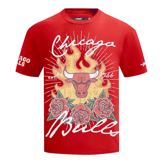 Chicago Bulls Pro Standard Fire And Roses T-Shirt in Red - Front view
