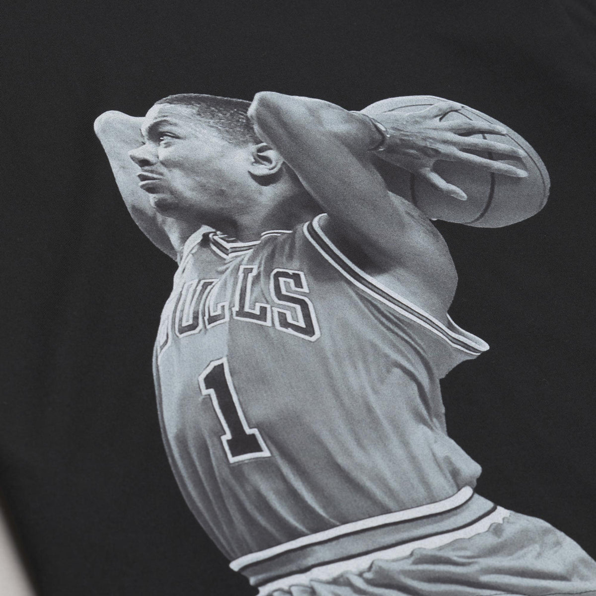 Chicago Bulls Mitchell & Ness Derrick Rose Tonal Dunk T-Shirt in Black - Front Image View