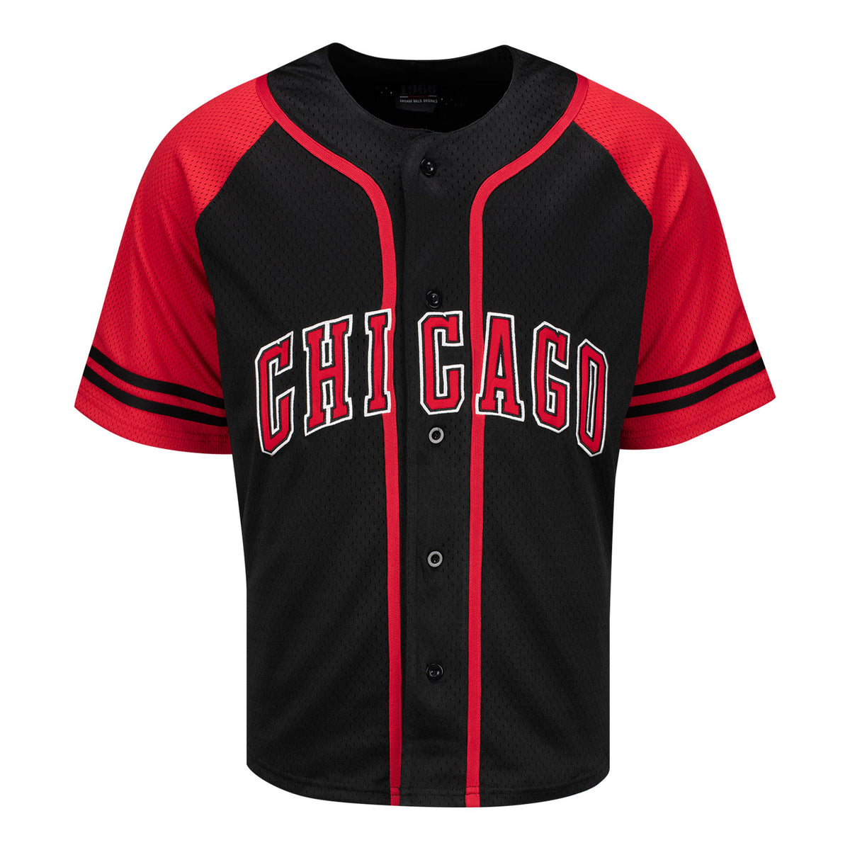 Chicago Bulls 1966 Statement Baseball Jersey in Black and Red - Front View