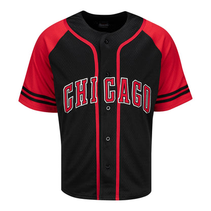 Chicago Bulls 1966 Statement Baseball Jersey in Black and Red - Front View