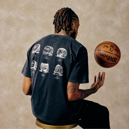 Chicago Bulls 1966 Six Rings T-Shirt in Black - Back View