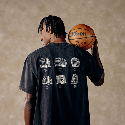 Chicago Bulls 1966 Six Rings T-Shirt in Black - Back View
